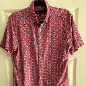 Mizzen+Main Halyard Dress Shirt - Red Floral Print, Medium, Trim No-Tuck